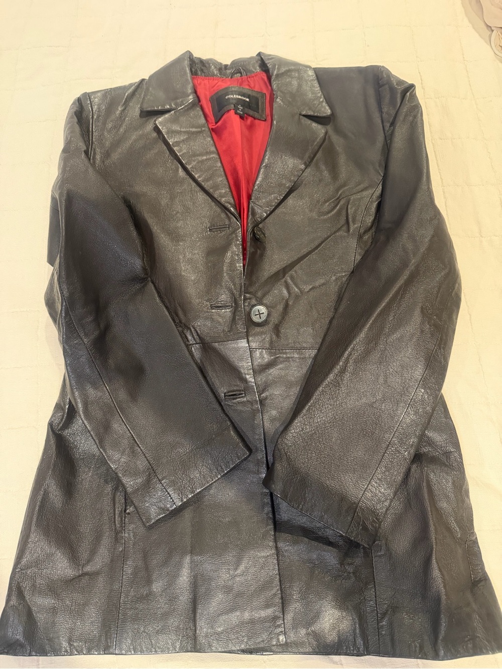 Women’s Dark Brown Leather Blazer Jacket with Red Lining